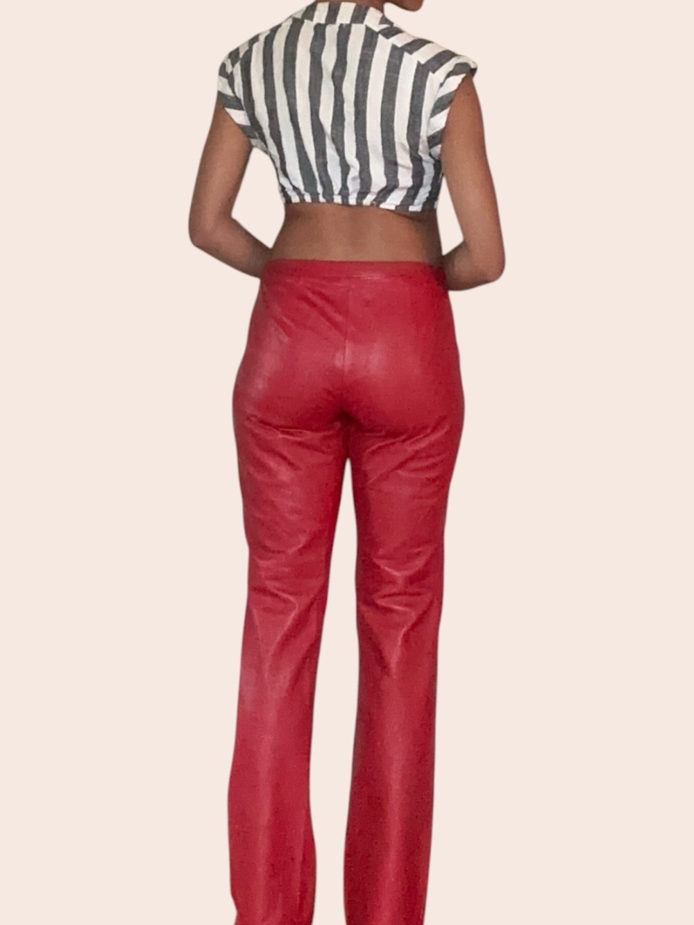 BCBG MaxAzria Red Leather Pants - Picture 3 of 4
